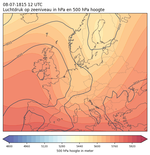 Weerkaart van 8 juli 1815 om 12 UTC