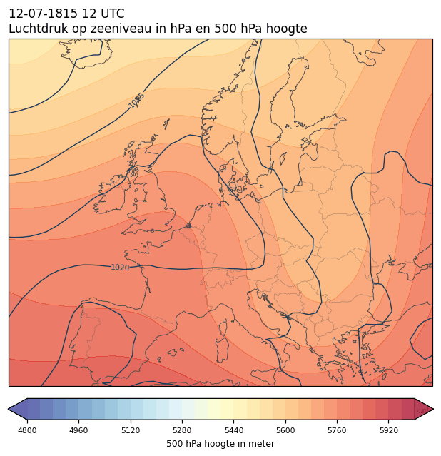 Weerkaart van 12 juli 1815 om 12 UTC