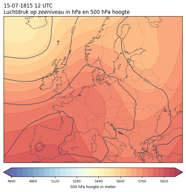 Weerkaart van 15 juli 1815 om 12 UTC