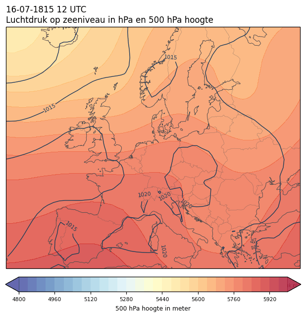 Weerkaart van 16 juli 1815 om 12 UTC