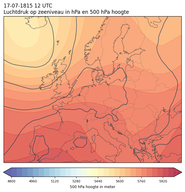 Weerkaart van 17 juli 1815 om 12 UTC