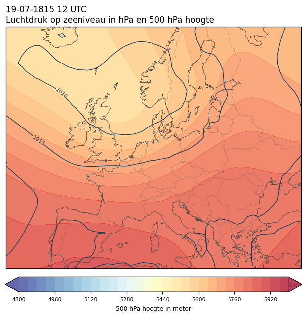 Weerkaart van 19 juli 1815 om 12 UTC