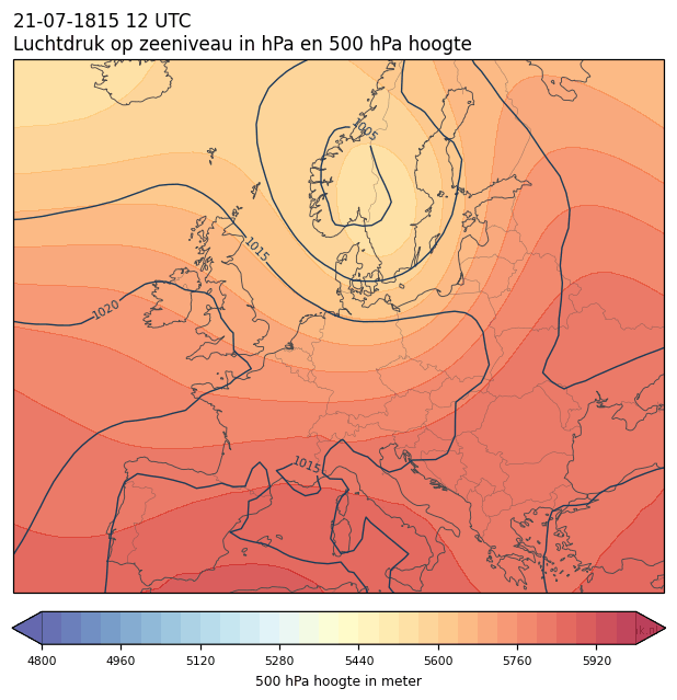 Weerkaart van 21 juli 1815 om 12 UTC