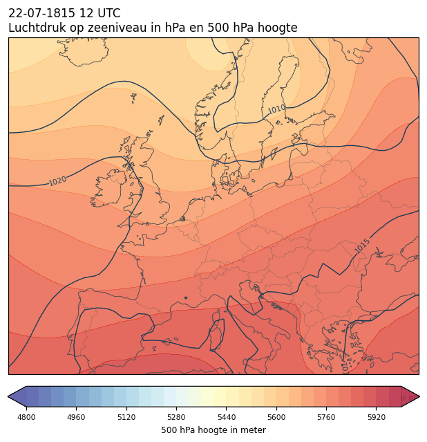 Weerkaart van 22 juli 1815 om 12 UTC