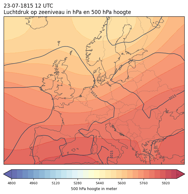 Weerkaart van 23 juli 1815 om 12 UTC