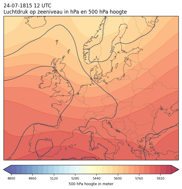 Weerkaart van 24 juli 1815 om 12 UTC