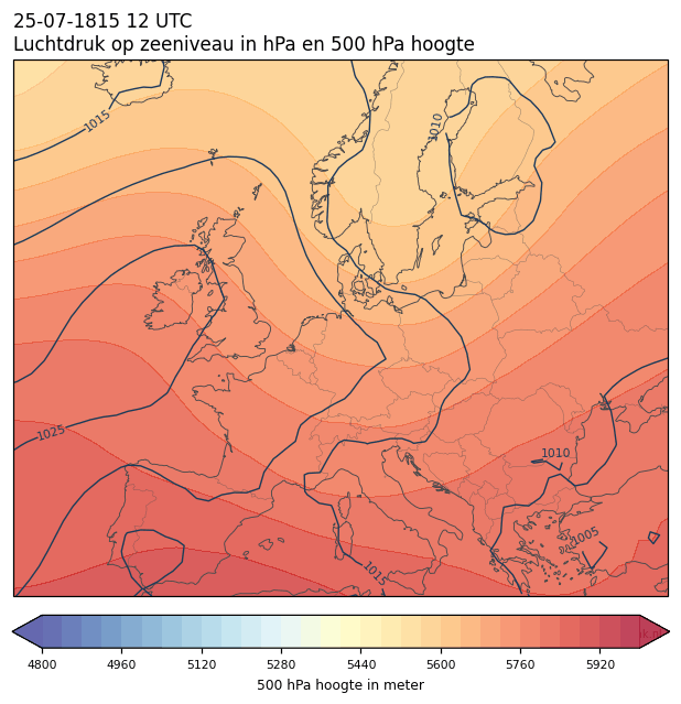 Weerkaart van 25 juli 1815 om 12 UTC