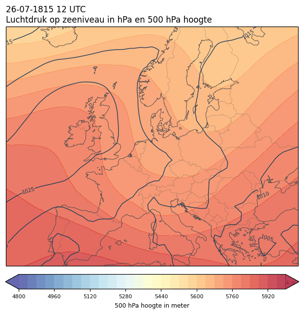 Weerkaart van 26 juli 1815 om 12 UTC
