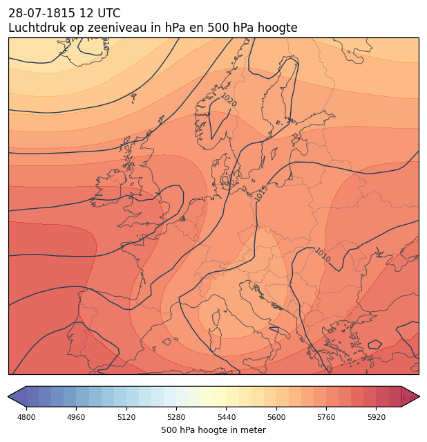 Weerkaart van 28 juli 1815 om 12 UTC