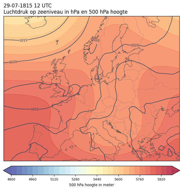 Weerkaart van 29 juli 1815 om 12 UTC