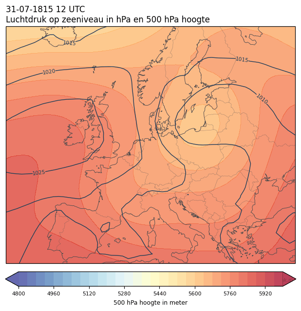 Weerkaart van 31 juli 1815 om 12 UTC