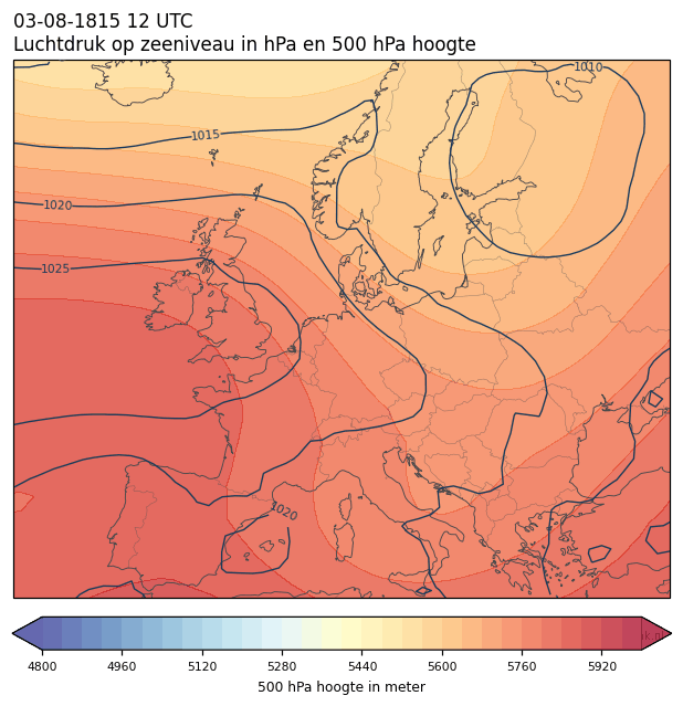 Weerkaart van 3 augustus 1815 om 12 UTC