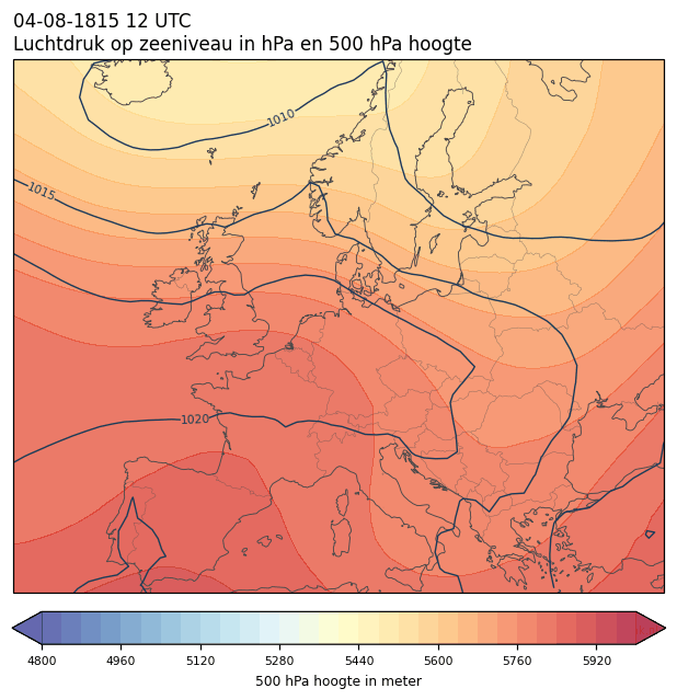 Weerkaart van 4 augustus 1815 om 12 UTC