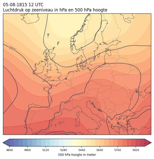 Weerkaart van 5 augustus 1815 om 12 UTC