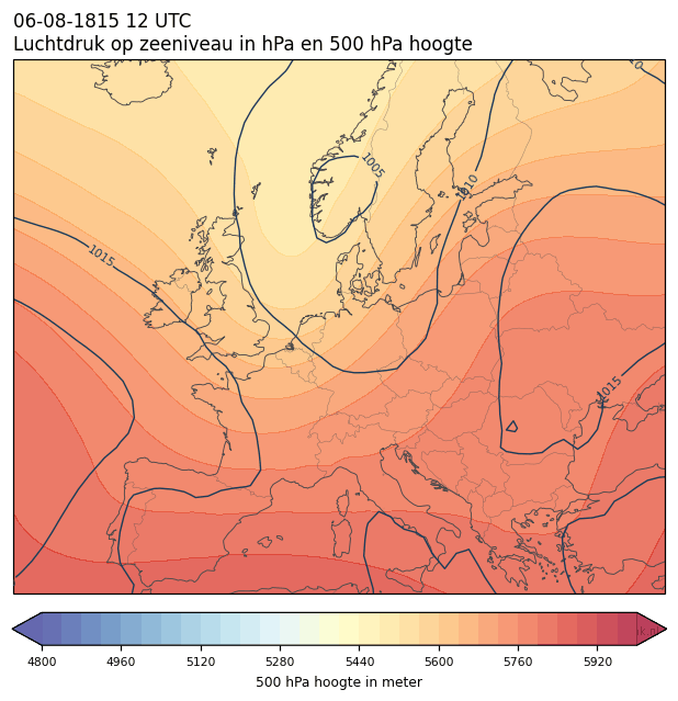 Weerkaart van 6 augustus 1815 om 12 UTC