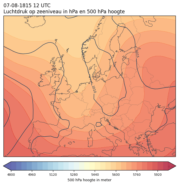 Weerkaart van 7 augustus 1815 om 12 UTC