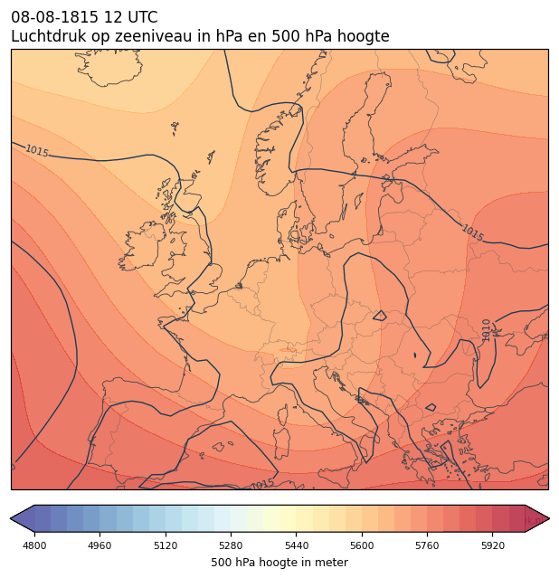 Weerkaart van 8 augustus 1815 om 12 UTC