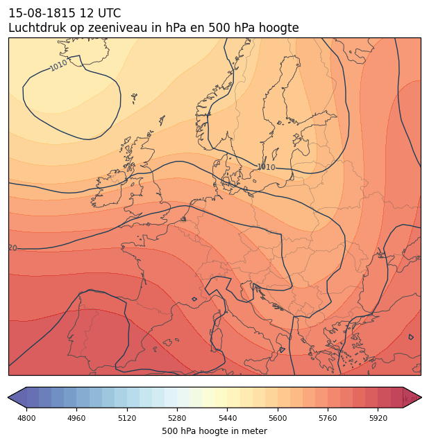 Weerkaart van 15 augustus 1815 om 12 UTC
