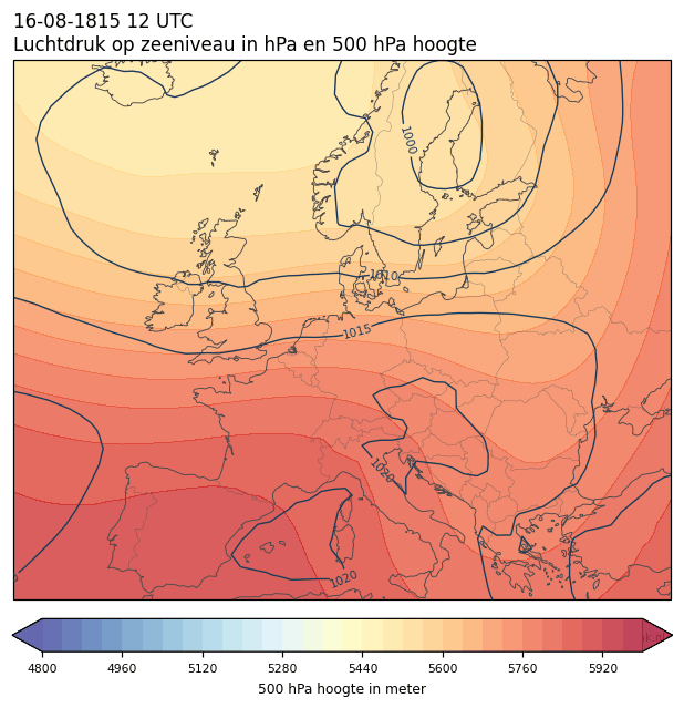 Weerkaart van 16 augustus 1815 om 12 UTC