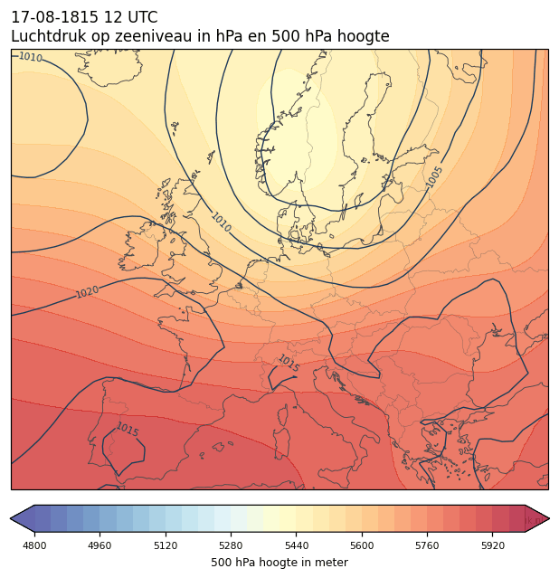 Weerkaart van 17 augustus 1815 om 12 UTC