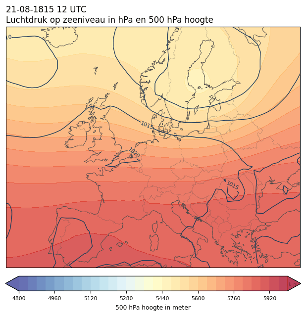 Weerkaart van 21 augustus 1815 om 12 UTC