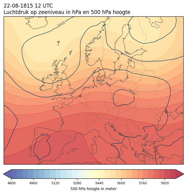 Weerkaart van 22 augustus 1815 om 12 UTC