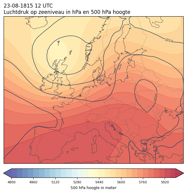 Weerkaart van 23 augustus 1815 om 12 UTC