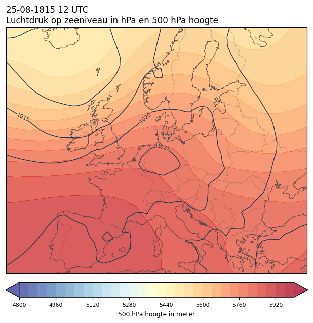 Weerkaart van 25 augustus 1815 om 12 UTC