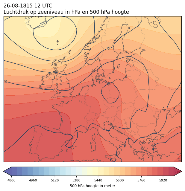 Weerkaart van 26 augustus 1815 om 12 UTC