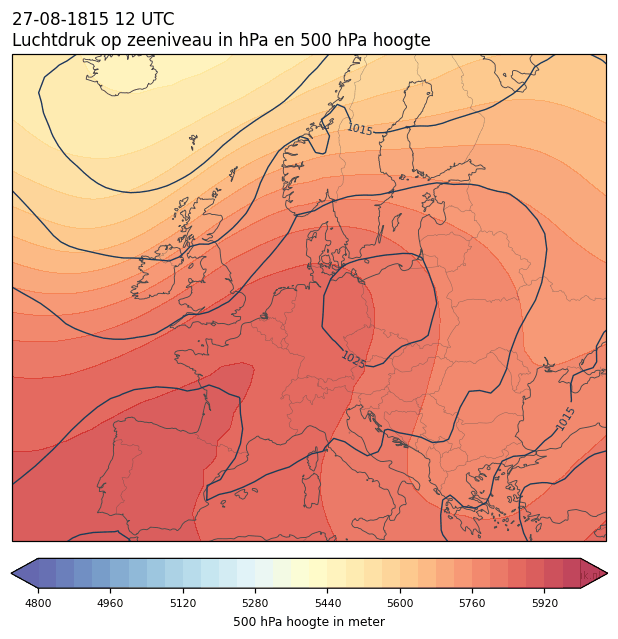 Weerkaart van 27 augustus 1815 om 12 UTC