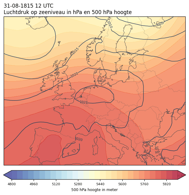 Weerkaart van 31 augustus 1815 om 12 UTC
