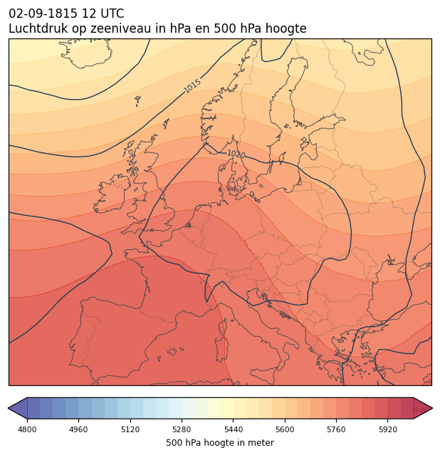 Weerkaart van 2 september 1815 om 12 UTC