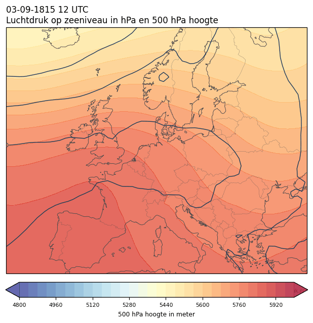 Weerkaart van 3 september 1815 om 12 UTC