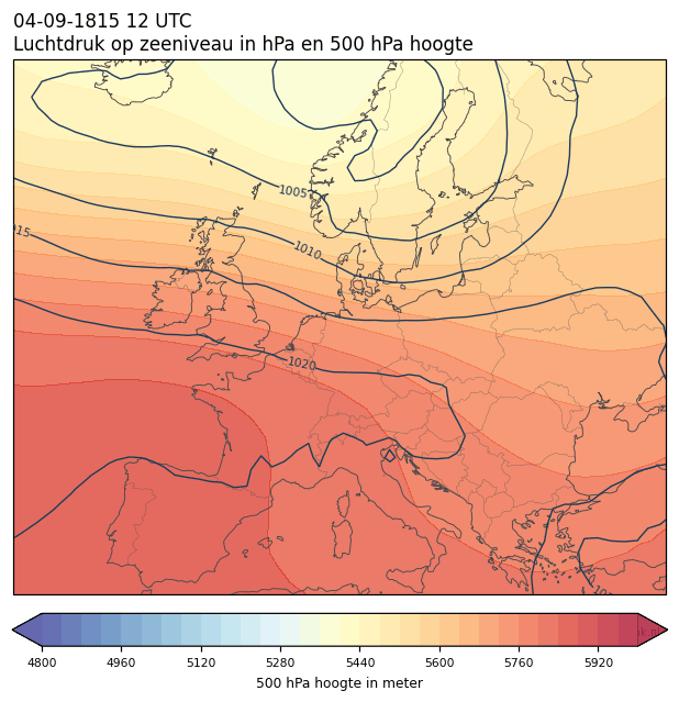 Weerkaart van 4 september 1815 om 12 UTC