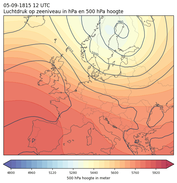 Weerkaart van 5 september 1815 om 12 UTC