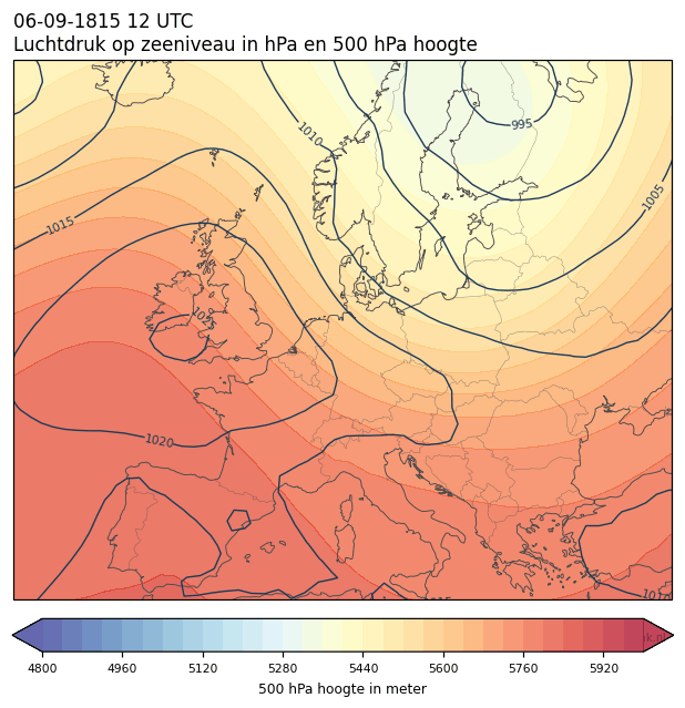 Weerkaart van 6 september 1815 om 12 UTC