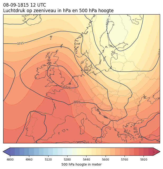 Weerkaart van 8 september 1815 om 12 UTC