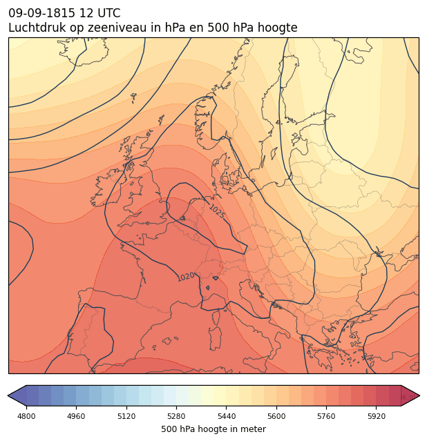 Weerkaart van 9 september 1815 om 12 UTC