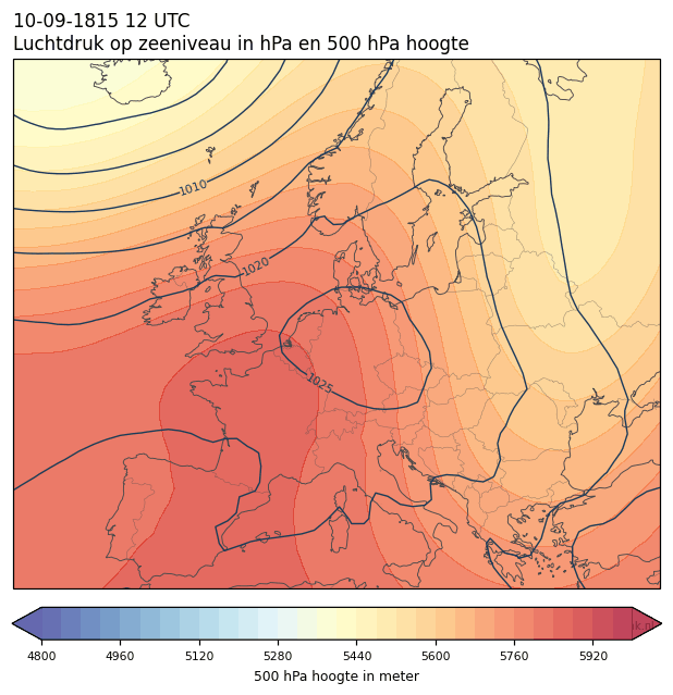 Weerkaart van 10 september 1815 om 12 UTC