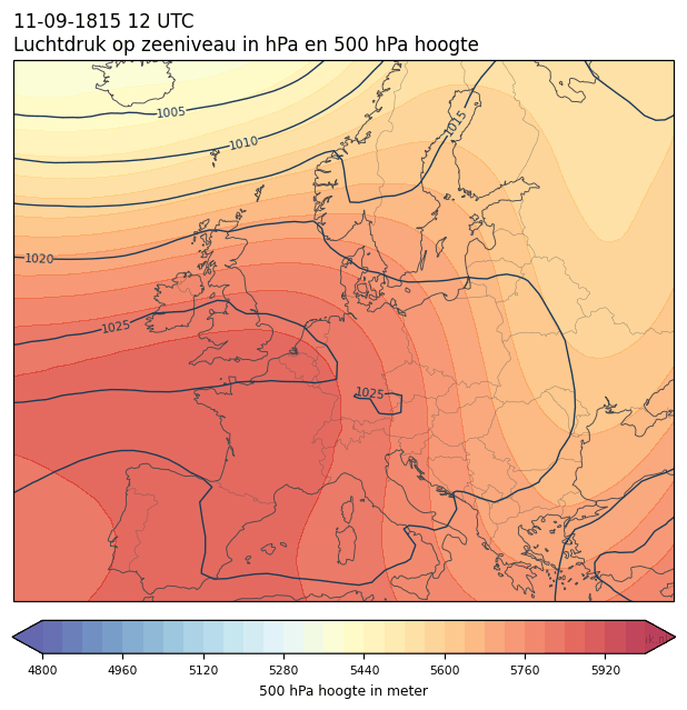 Weerkaart van 11 september 1815 om 12 UTC