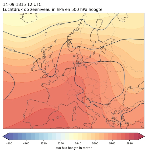 Weerkaart van 14 september 1815 om 12 UTC