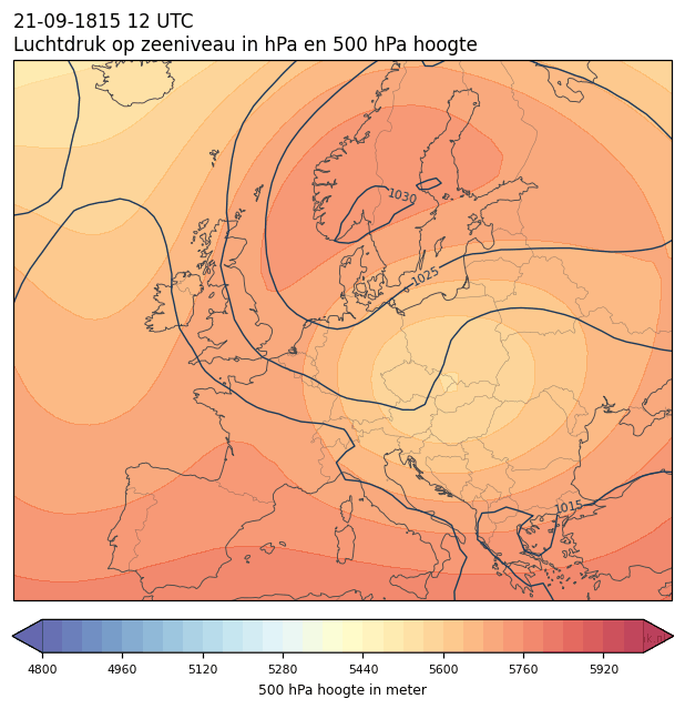 Weerkaart van 21 september 1815 om 12 UTC