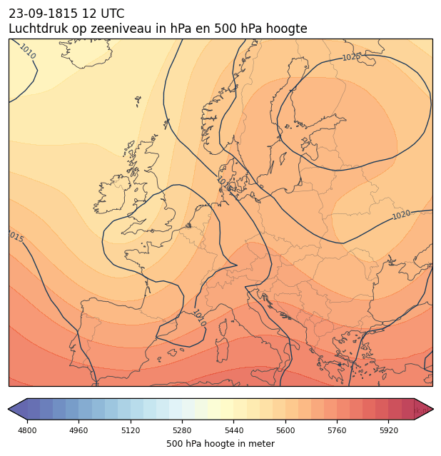 Weerkaart van 23 september 1815 om 12 UTC