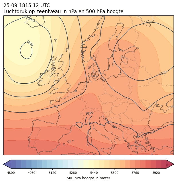 Weerkaart van 25 september 1815 om 12 UTC