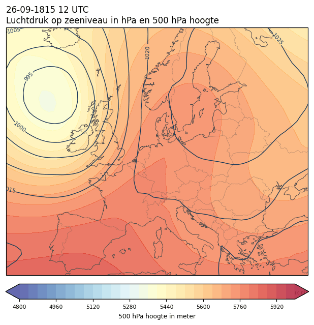 Weerkaart van 26 september 1815 om 12 UTC