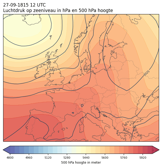 Weerkaart van 27 september 1815 om 12 UTC