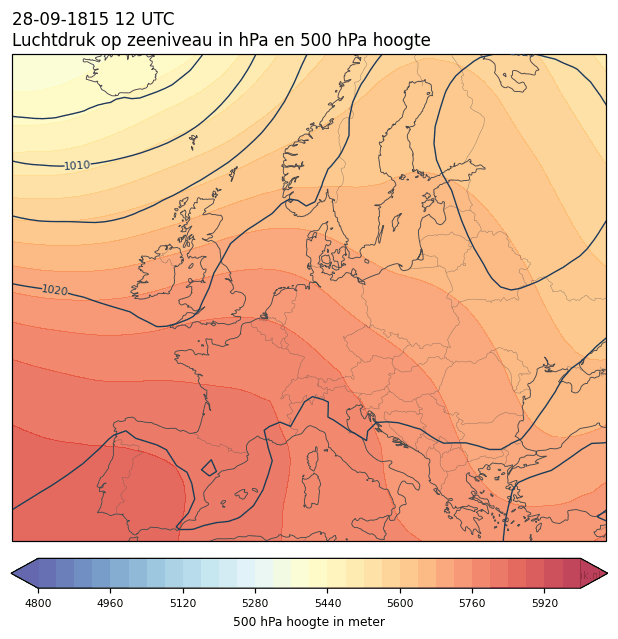 Weerkaart van 28 september 1815 om 12 UTC