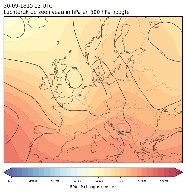 Weerkaart van 30 september 1815 om 12 UTC
