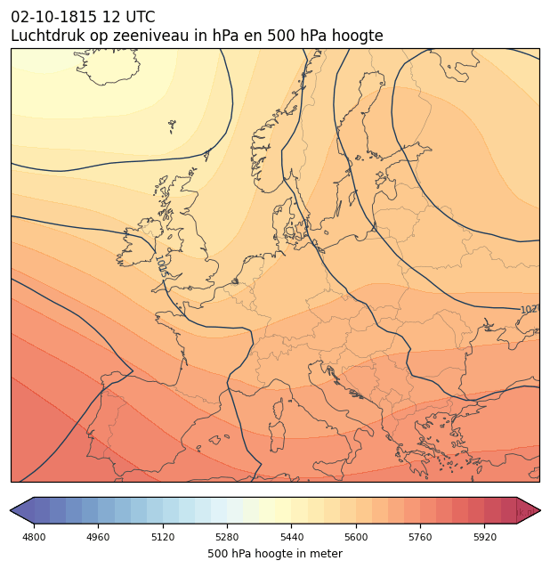 Weerkaart van 2 oktober 1815 om 12 UTC
