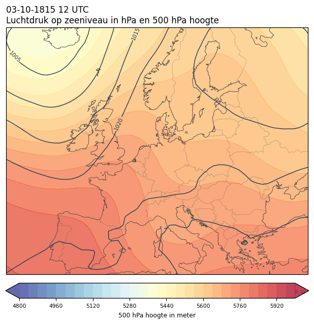 Weerkaart van 3 oktober 1815 om 12 UTC